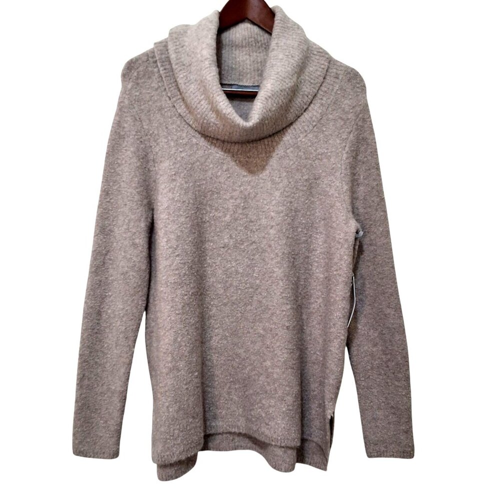 Lands End Womens M Cowl Neck Sweater Light Beige, Nylon, Wool, Alpaca Blend Cozy
